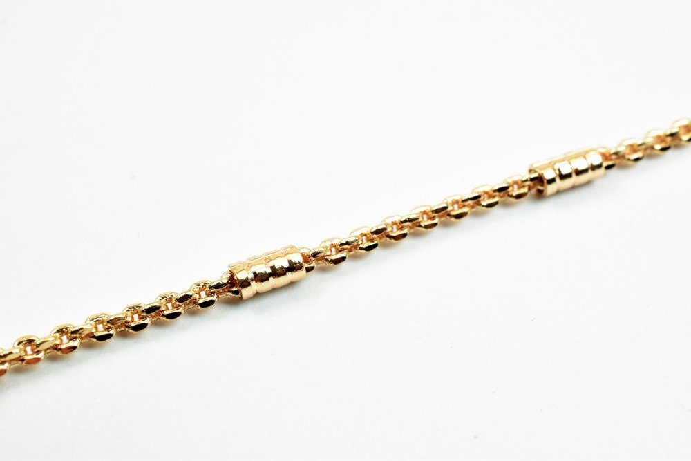 18K Pinky Gold Filled EP Bar Chain/Cable Chain Width 3mm Thickness 2mm Gold Filled findings for jewelry Making Sold by Foo...
