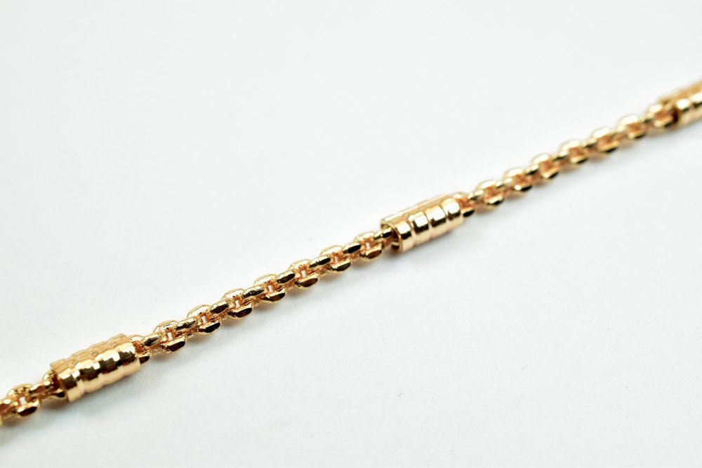 18K Pinky Gold Filled EP Bar Chain/Cable Chain Width 3mm Thickness 2mm Gold Filled findings for jewelry Making Sold by Foo...