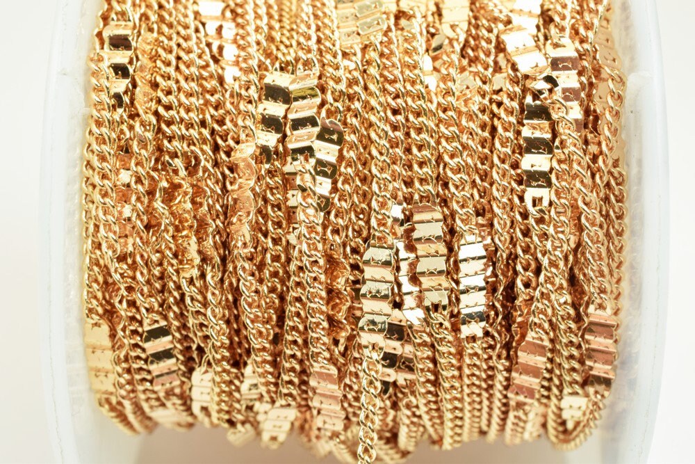 18K Pink Gold Filled EP Chain Width 3mm Thickness 1mm Gold Filled findings for Gold Filled Jewelry Making Sold by Foot PGF...