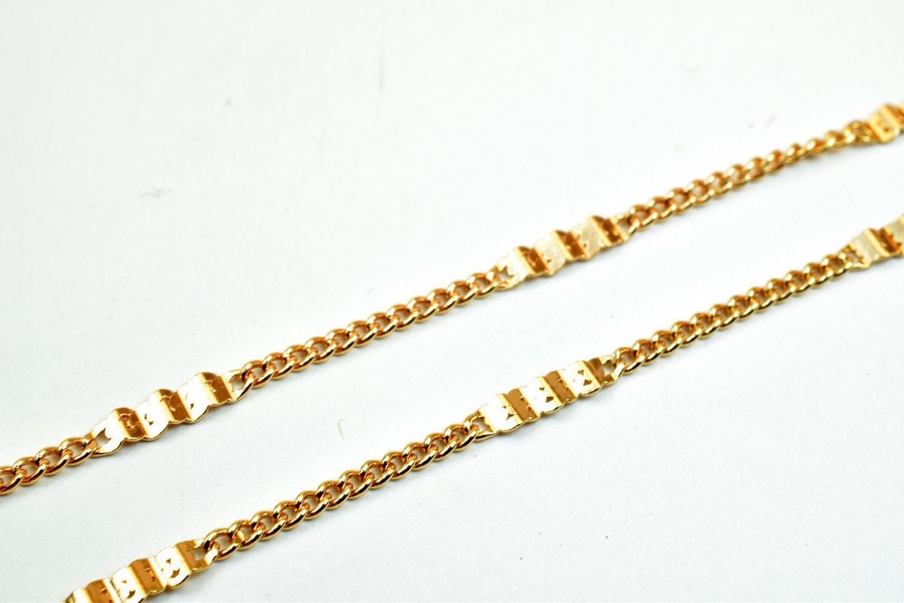 18K Pink Gold Filled EP Chain Width 3mm Thickness 1mm Gold Filled findings for Gold Filled Jewelry Making Sold by Foot PGF...