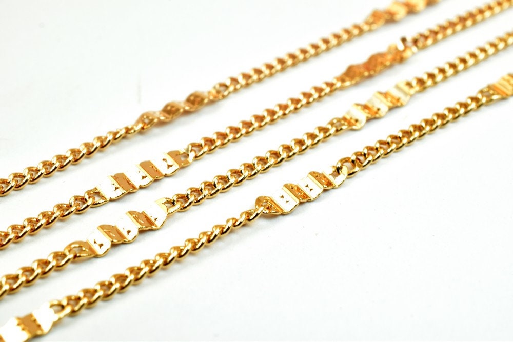 18K Pink Gold Filled EP Chain Width 3mm Thickness 1mm Gold Filled findings for Gold Filled Jewelry Making Sold by Foot PGF...