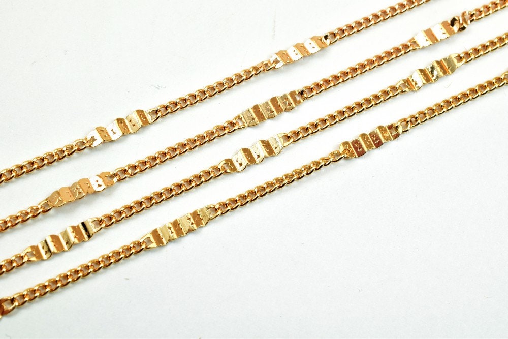 18K Pink Gold Filled EP Chain Width 3mm Thickness 1mm Gold Filled findings for Gold Filled Jewelry Making Sold by Foot PGF...