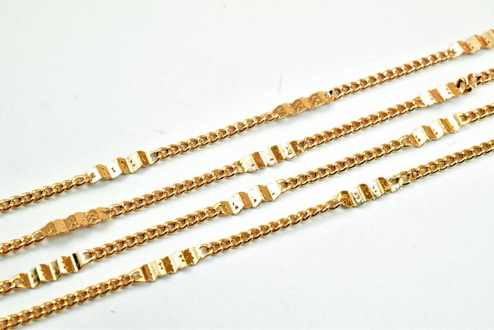 18K Pink Gold Filled EP Chain Width 3mm Thickness 1mm Gold Filled findings for Gold Filled Jewelry Making Sold by Foot PGF...