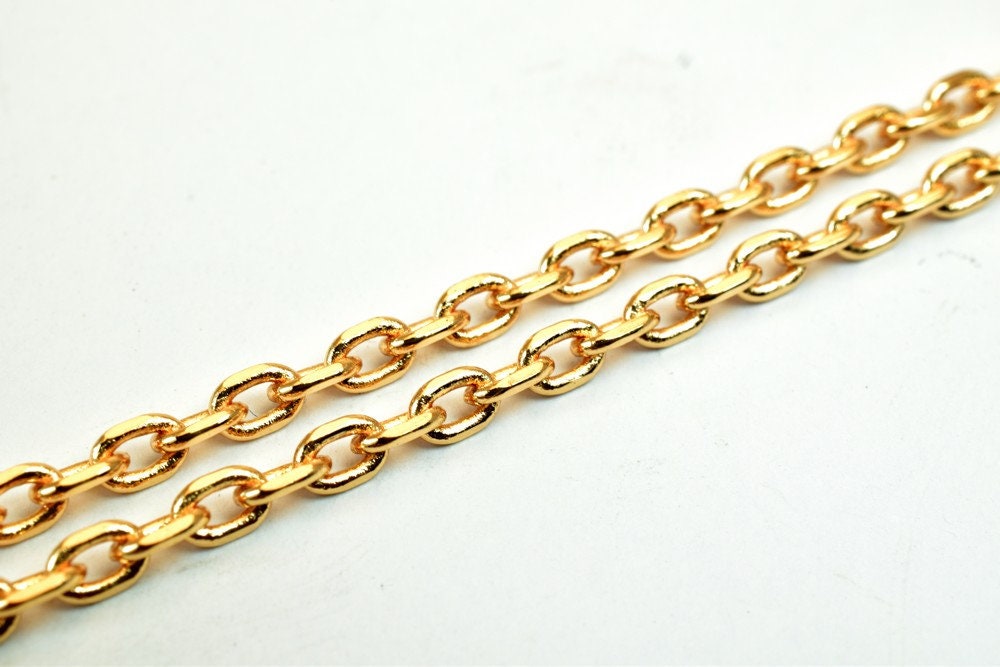 18K Pinky Gold Filled EP Chain Width 3mm Thickness 1mm Gold Filled findings for Gold Filled Jewelry Making Sold by Foot PG...