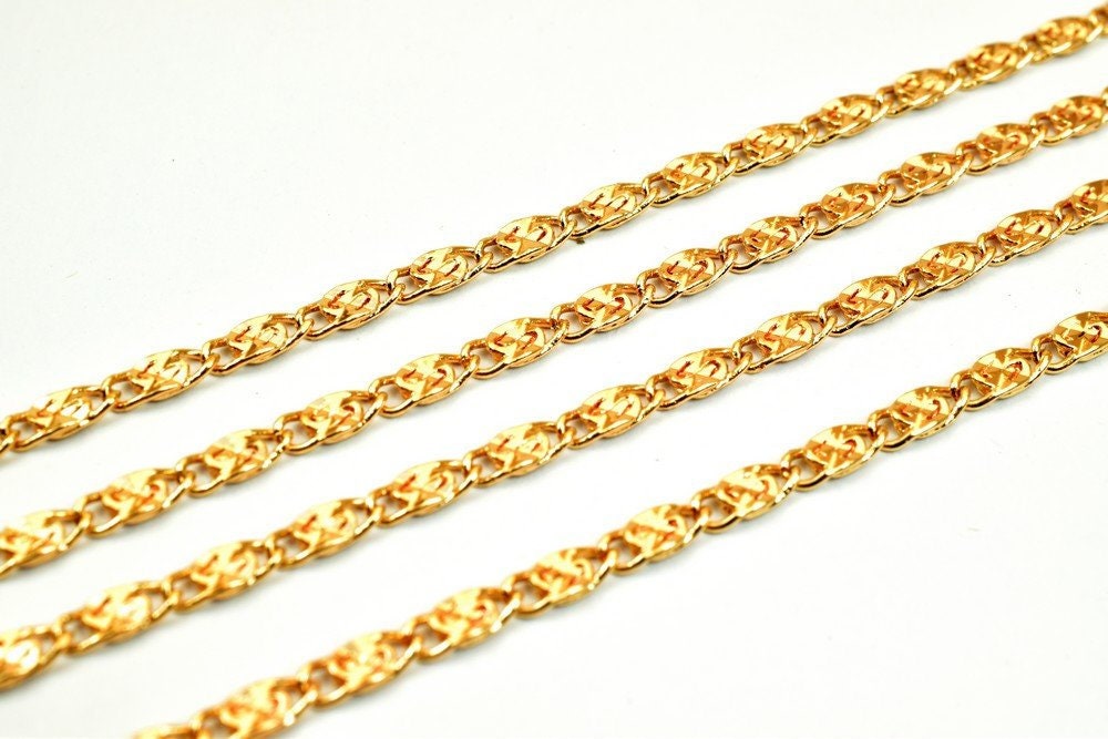 18K Pinky Gold Filled EP Chain Width 3mm Thickness 1mm Gold Filled findings for Gold Filled Jewelry Making Sold by Foot PG...