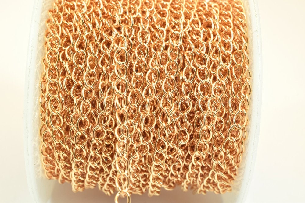 18K Pinky Gold Filled Alternative Cable Link Chain, 3mm Width, 1mm Thick (Sold by Foot, Tarnish Resistant, Gold Filled Alternative)