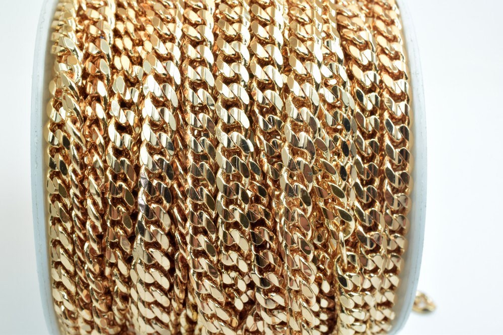 18K Pinky Gold Filled EP Chain Figaro Chain Width 5mm Thickness 2mm Gold Filled findings for Gold Filled Jewelry Making So...