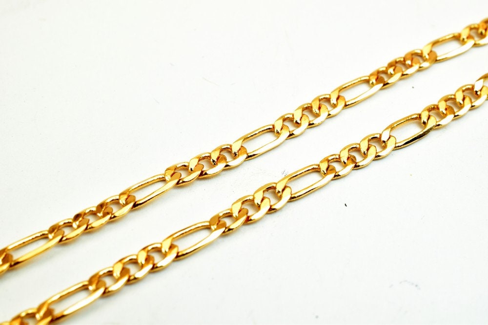 18K Pinky Gold Filled EP Chain Figaro Chain Width 3mm Thickness 1mm Gold Filled findings for Gold Filled Jewelry Making So...
