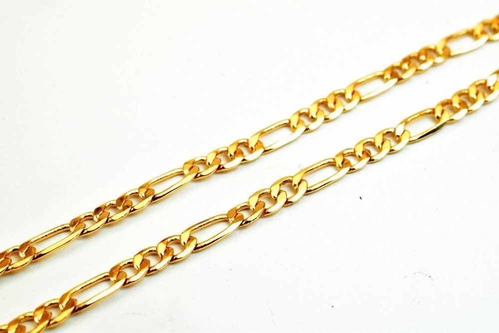 18K Pinky Gold Filled EP Chain Figaro Chain Width 3mm Thickness 1mm Gold Filled findings for Gold Filled Jewelry Making So...