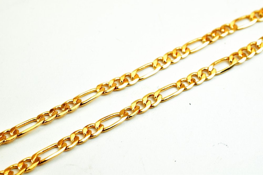 18K Pinky Gold Filled EP Chain Figaro Chain Width 3mm Thickness 1mm Gold Filled findings for Gold Filled Jewelry Making So...