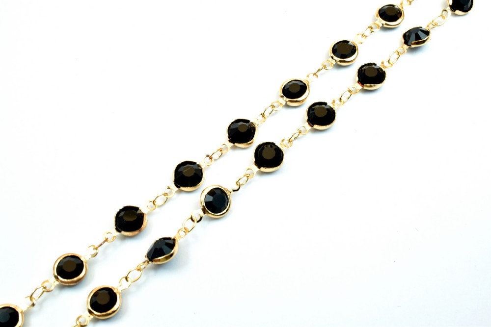 18K Pinky Gold Filled EP Chain Beaded Chain, Cable Chain Rhinestone Width 7mm Thickness 3mm Findings for Jewelry Making So...