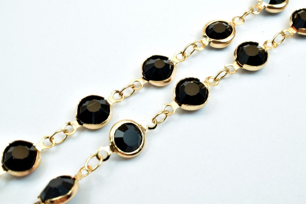 18K Pinky Gold Filled EP Chain Beaded Chain, Cable Chain Rhinestone Width 7mm Thickness 3mm Findings for Jewelry Making So...