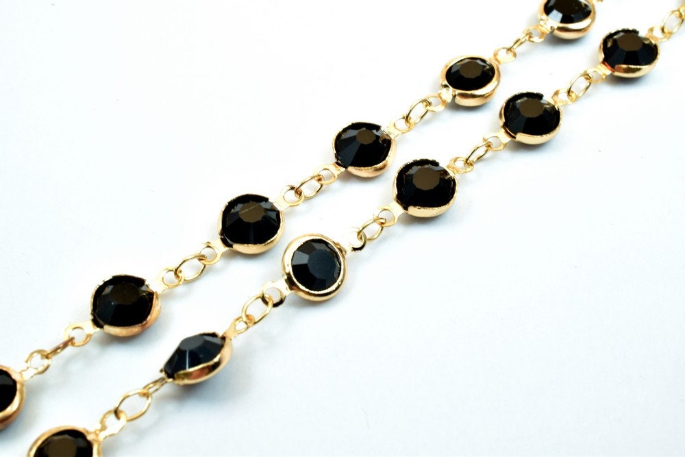 18K Pinky Gold Filled EP Chain Beaded Chain, Cable Chain Rhinestone Width 7mm Thickness 3mm Findings for Jewelry Making So...