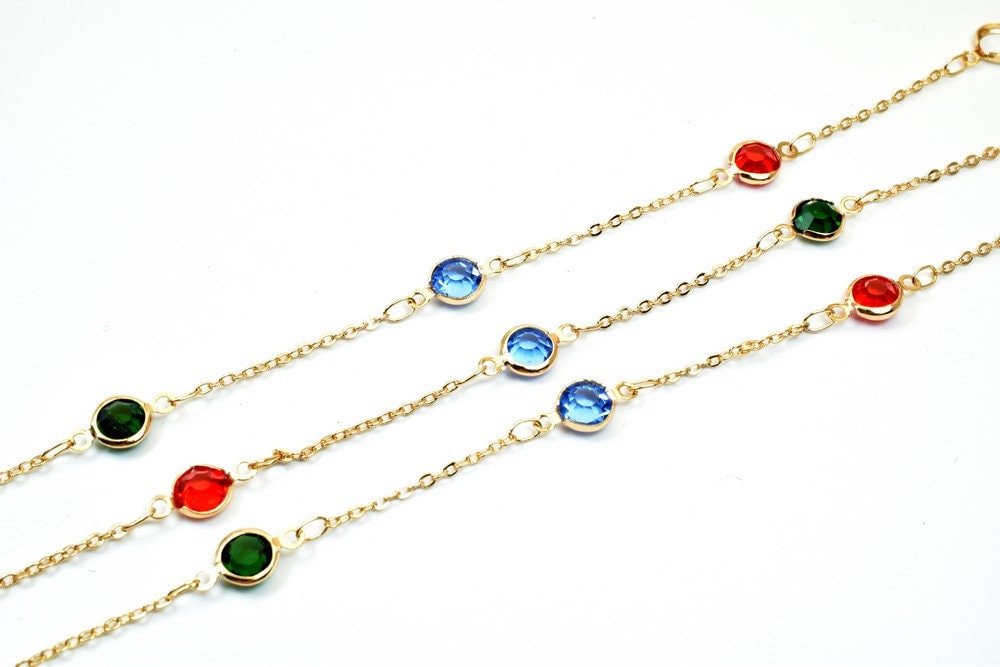 18K Pinky Gold Filled EP Chain Beaded Chain, Cable Chain Rhinestone Width 7mm Thickness 3mm Findings for Jewelry Making So...