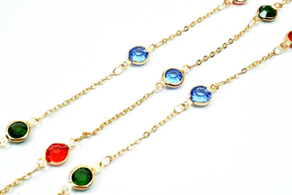 18K Pinky Gold Filled EP Chain Beaded Chain, Cable Chain Rhinestone Width 7mm Thickness 3mm Findings for Jewelry Making So...