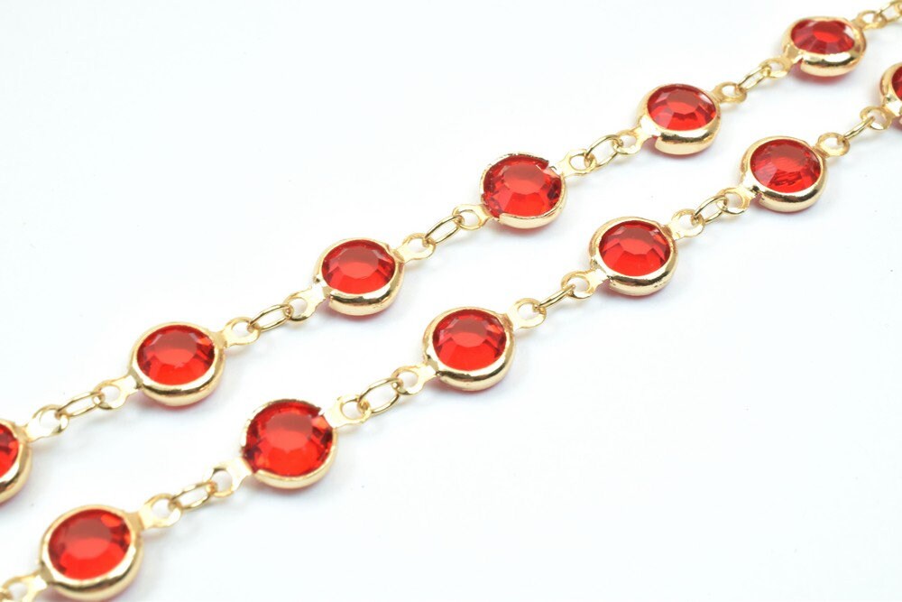 18K Pinky Gold Filled EP Chain Beaded Chain, Cable Chain Rhinestone Width 7mm Thickness 3mm Findings for Jewelry Making So...