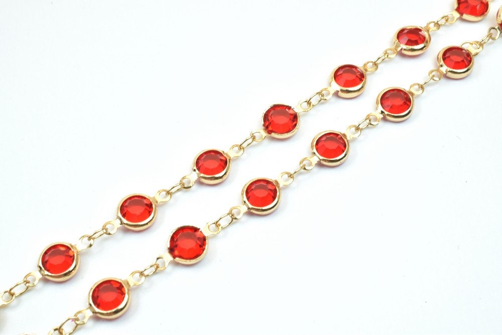 18K Pinky Gold Filled EP Chain Beaded Chain, Cable Chain Rhinestone Width 7mm Thickness 3mm Findings for Jewelry Making So...