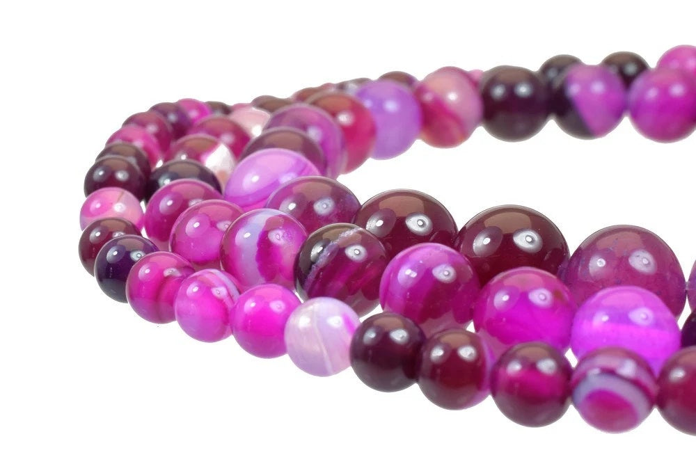 fuchsia madagascar agate gemstone round beads 6 mm 8 mm 10 mm natural stones beads natural healing stone chakra stones for...
