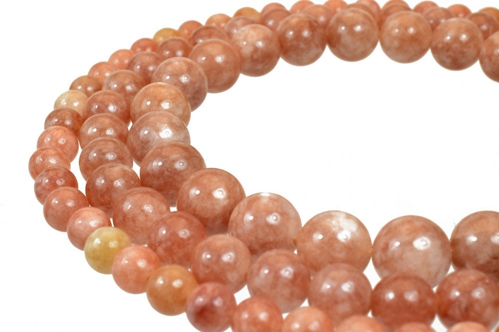 Peach Dead Agate Gemstone Round Stone Beads 6mm/8mm/10mm  Natural Healing Stone Chakra Stones For Jewelry Making jewelry m...