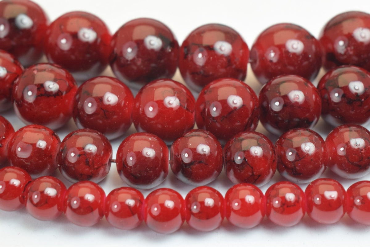 Glass Beads Round Beads Two Tone Red And Black 6mm/8mm/10mm/12mm Shine Round Beads For Jewelry Making Item# TTAD jewelry m...