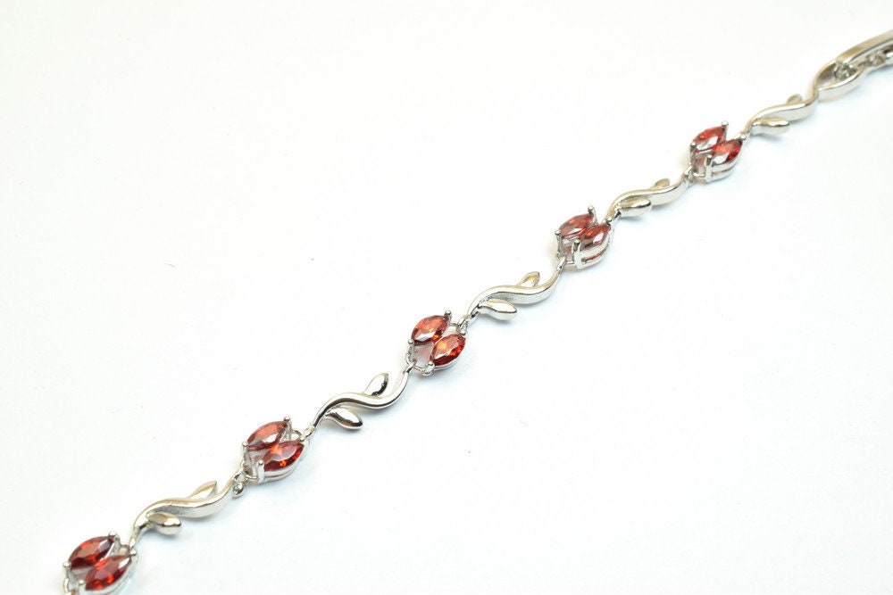 18K White as Gold Filled* Tennis Bracelet Rhodium Chain With Cubic Zirconia Size 6.80" Inches Bling Bling Jewelry Making I...