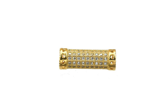 17x6.5mm Roundel 18k Gold Filled Look, Micro Pave Beads with Clear CZ Cubic Zirconia Rhinestone  GFM48 jewelry making supp...