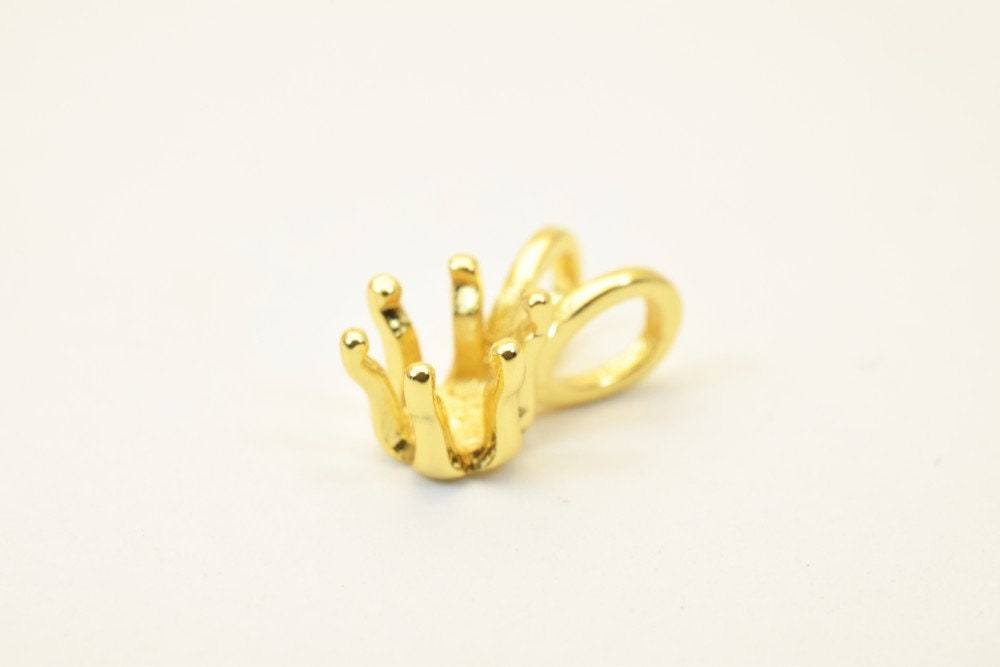 18K Gold Filled Alternative CZ Charm Pendant - Oval Connected Bail, Clear Cubic Zirconia Stone - Tarnish Resistant.