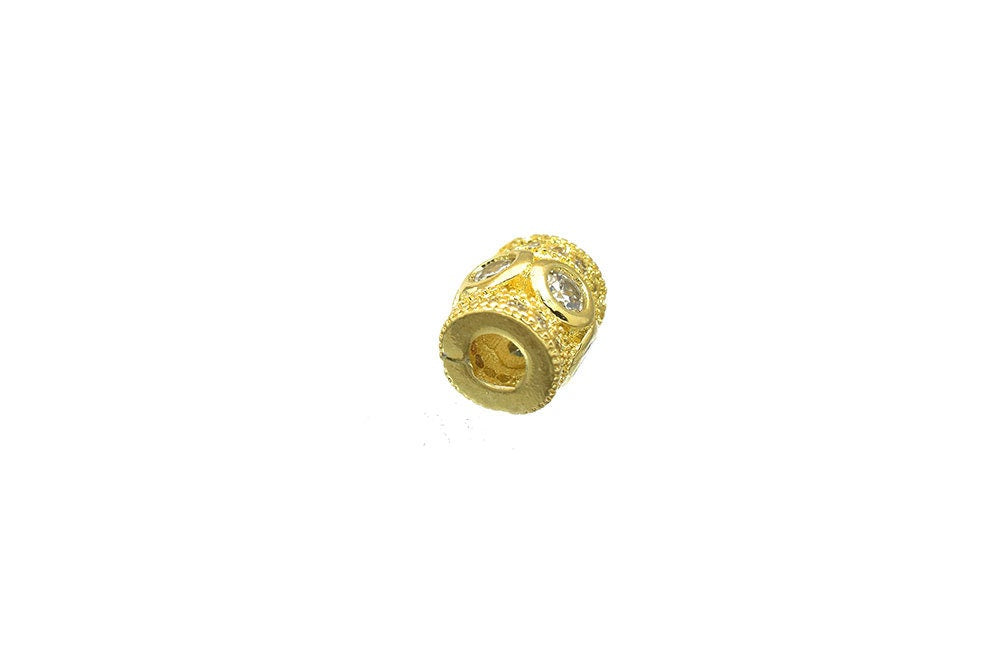 Tube 14k Gold Filled Look, EP Micro Pave Beads Zirconia jewelry making supplies - detail image 3