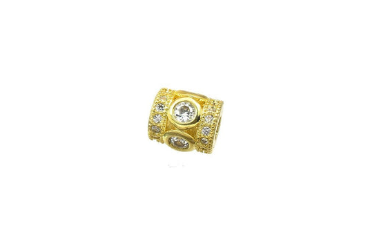 Tube 14k Gold Filled Look, EP Micro Pave Beads Zirconia jewelry making supplies