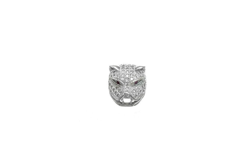 Leopard, Panther, Jaguar Micro Pave Rhodium Plated With Cubic Zirconia CZ Rhinestone Spacer Beads For Jewelry Making #GFM5...