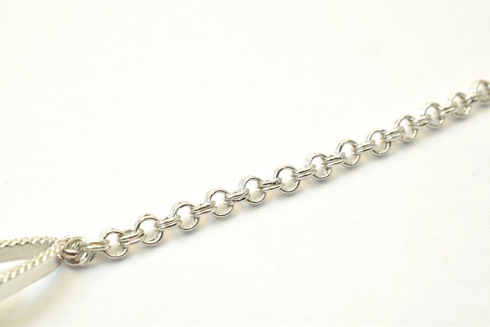 18K White as Gold Filled* Bracelet Rhodium Chain With Clear Cubic Zircon Size 6.75" Inches Bling Bling Jewelry Making Item...