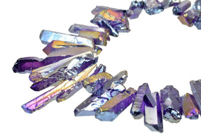 Metallic Purple Quartz Gemstone Spike Bars Beads Mixed Sizes Average Size 25x8mm For Jewelry Making Item #789222067946 jew...