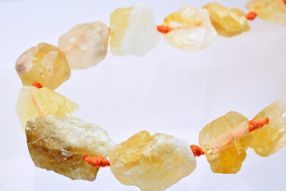 Raw Natural Citrine Gemstone Big Chunk Beads Gemstone Nugget Beads 15.5" Inches Strand Mixed Size For Jewelry Making Item#...