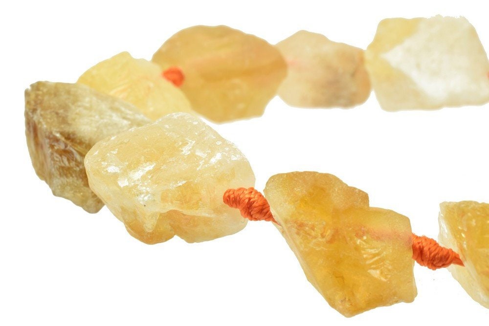 Raw Natural Citrine Gemstone Big Chunk Beads Gemstone Nugget Beads 15.5" Inches Strand Mixed Size For Jewelry Making Item#...
