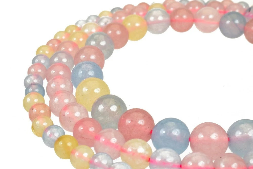 multicolor morganite beryl mix gemstone round beads 6 mm 8 mm 10 mm natural stones beads natural healing stone chakra ston...