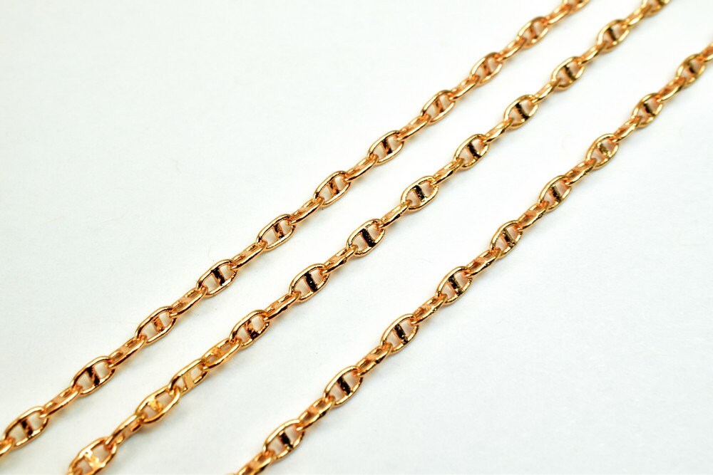 18K Pinky Gold Filled EP Chain Width 2mm Thickness 1mm Gold Filled finding for Gold Filled Jewelry Making Sold by Foot PGF...