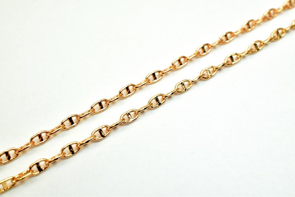 18K Pinky Gold Filled EP Chain Width 2mm Thickness 1mm Gold Filled finding for Gold Filled Jewelry Making Sold by Foot PGF...