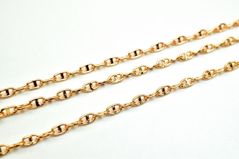 18K Pinky Gold Filled EP Chain Width 2mm Thickness 1mm Gold Filled finding for Gold Filled Jewelry Making Sold by Foot PGF...