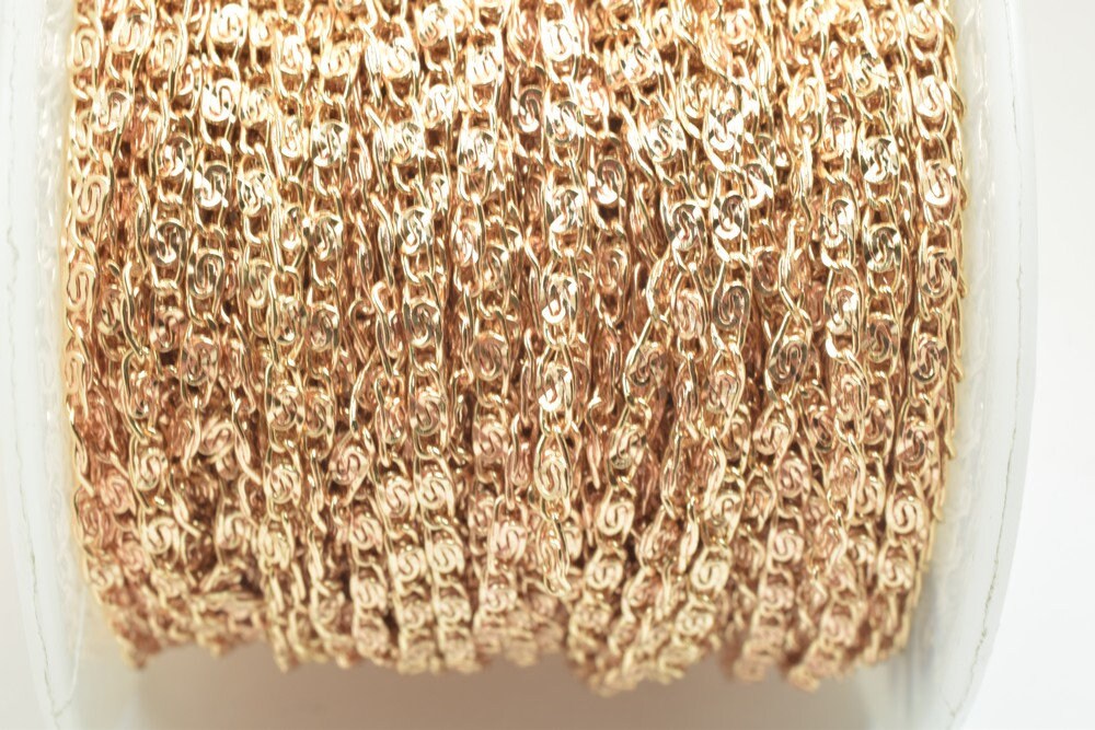 18K Pinky Gold Filled EP Chain Width 2mm Thickness 1mm Gold Filled finding for Gold Filled Jewelry Making Sold by Foot PGF...