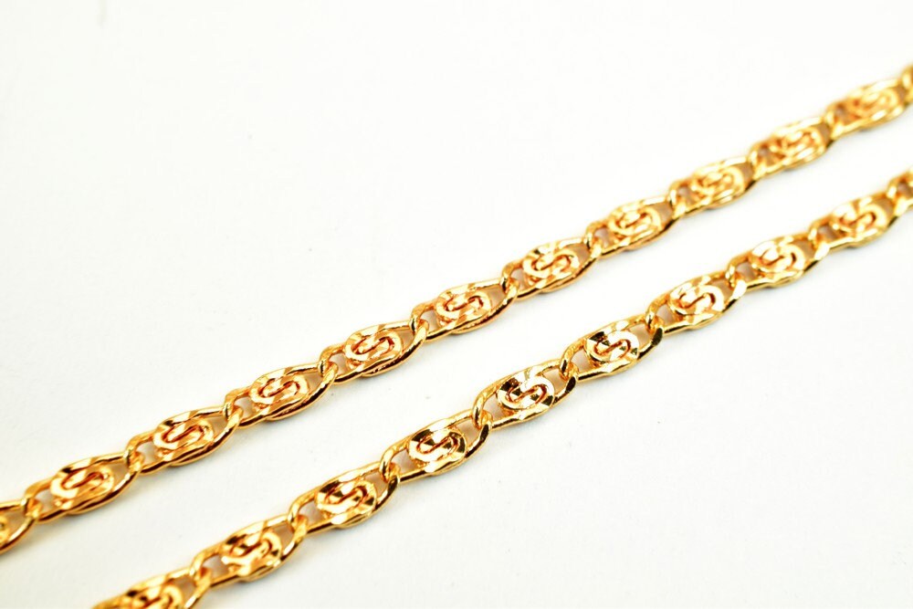 18K Pinky Gold Filled EP Chain Width 2mm Thickness 1mm Gold Filled finding for Gold Filled Jewelry Making Sold by Foot PGF...