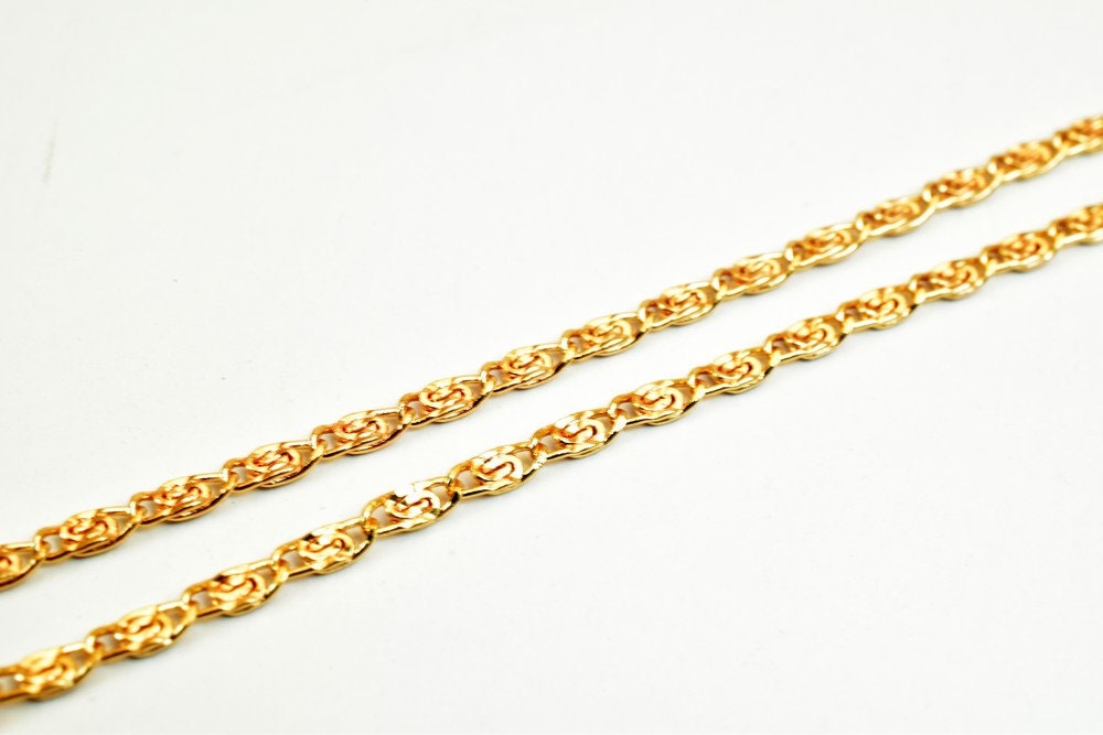 18K Pinky Gold Filled EP Chain Width 2mm Thickness 1mm Gold Filled finding for Gold Filled Jewelry Making Sold by Foot PGF...