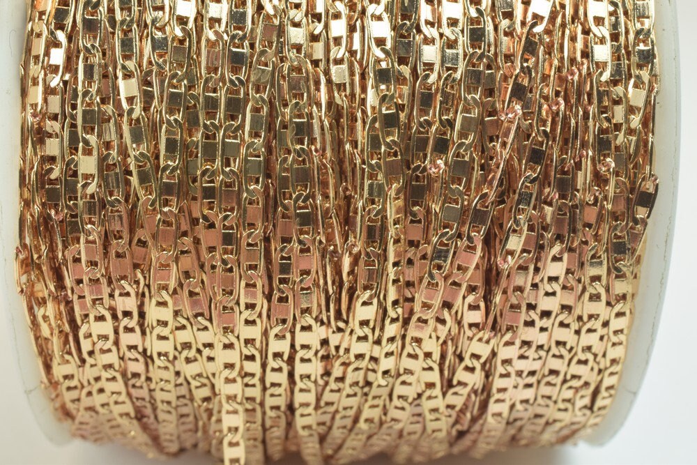 18K Pinky Gold Filled EP Chain Width 2mm Thickness 0.5mm Gold Filled finding for Gold Filled Jewelry Making Sold by Foot P...