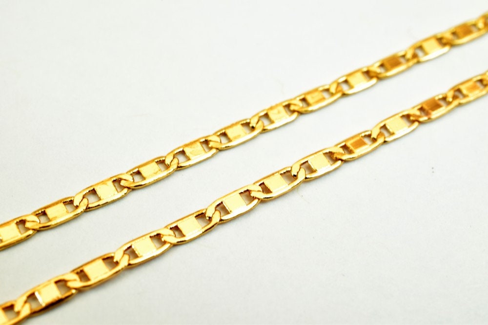 18K Pinky Gold Filled EP Chain Width 2mm Thickness 0.5mm Gold Filled finding for Gold Filled Jewelry Making Sold by Foot P...