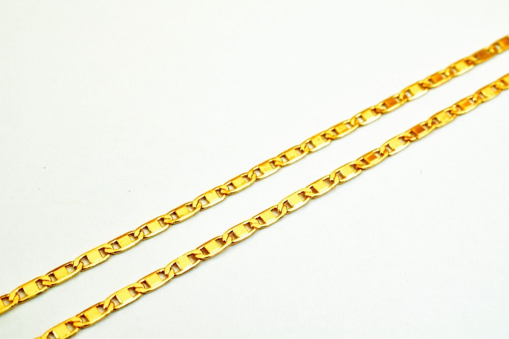 18K Pinky Gold Filled EP Chain Width 2mm Thickness 0.5mm Gold Filled finding for Gold Filled Jewelry Making Sold by Foot P...