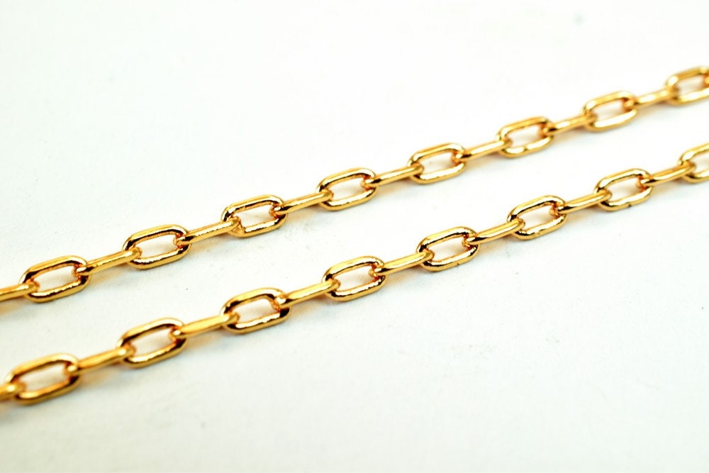 18K Pinky Gold Filled EP Chain Width 1.5mm Thickness 0.5mm Gold Filled finding for Gold Filled Jewelry Making Sold by Foot...