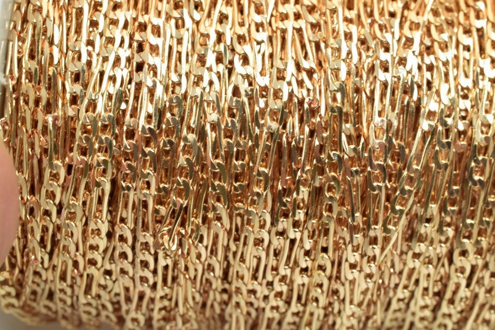 18K Pinky Gold Filled EP Chain Figaro Chain Width 2mm Thickness 0.5mm Gold Filled finding for Gold Filled Jewelry Making S...