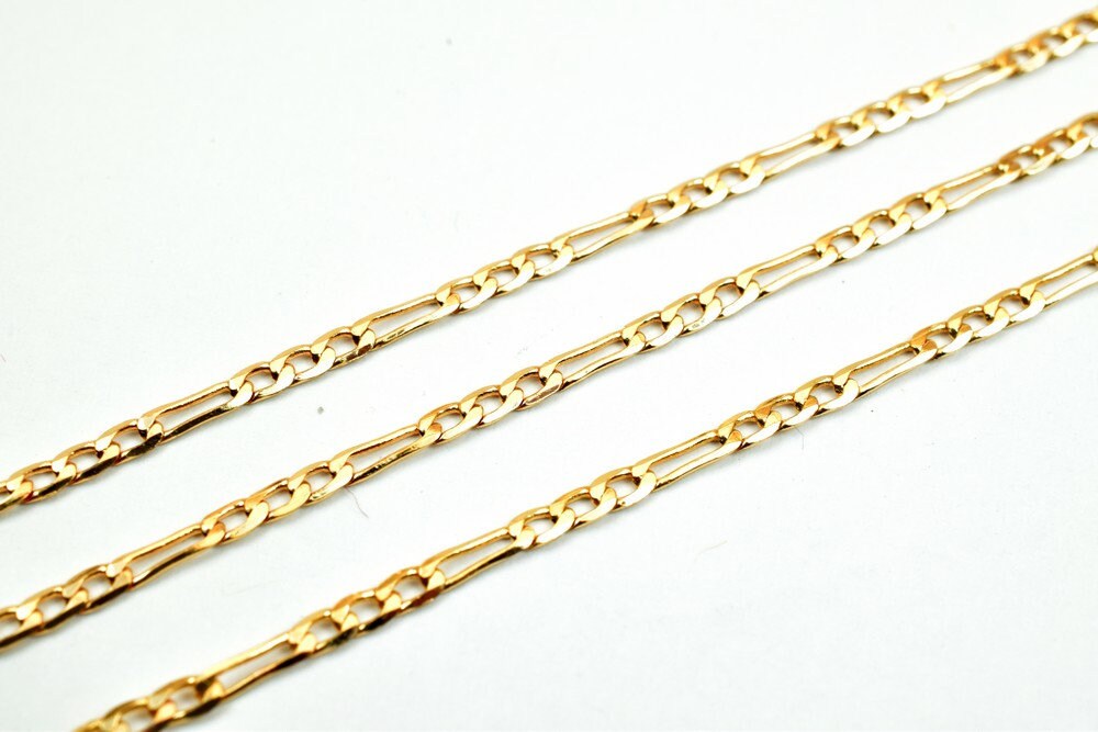 18K Pinky Gold Filled EP Chain Figaro Chain Width 2mm Thickness 0.5mm Gold Filled finding for Gold Filled Jewelry Making S...