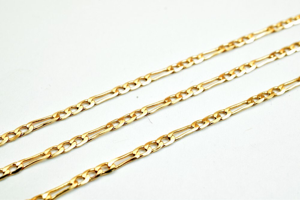 18K Pinky Gold Filled EP Chain Figaro Chain Width 2mm Thickness 0.5mm Gold Filled finding for Gold Filled Jewelry Making S...