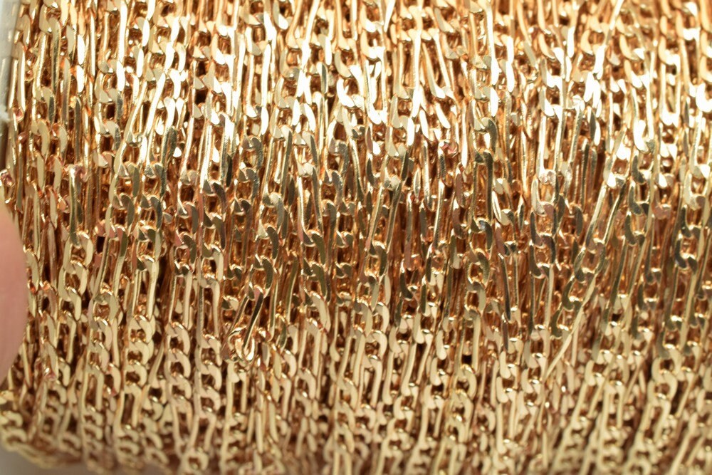18K Pinky Gold Filled EP Chain Figaro Chain Width 2mm Thickness 0.5mm Gold Filled finding for Gold Filled Jewelry Making S...
