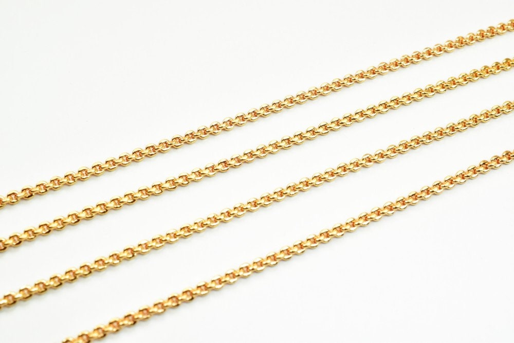 18K Pinky Gold Filled Look, EP Chain Width 2mm Thickness 1mm Sold by Foot   PGF07 jewelry making supplies - detail image 3